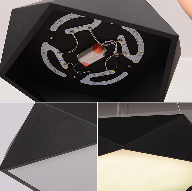 LED Pentagonal Pendant Lamp Nordic Metal Office Hanging Light with Acrylic Diffuser