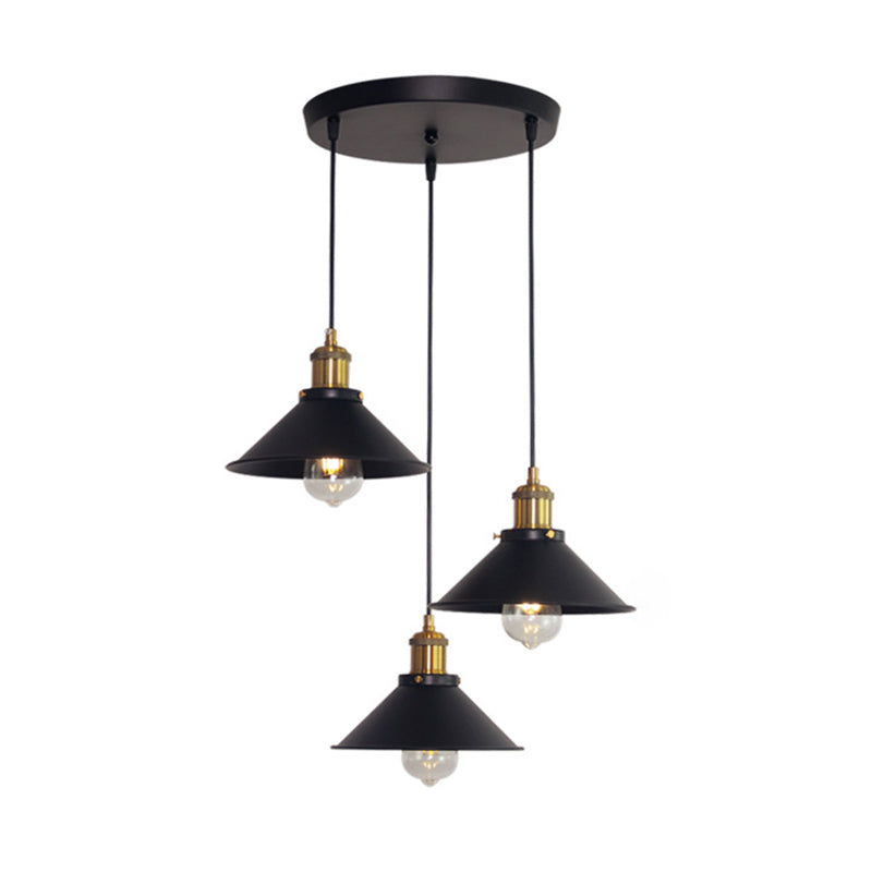 Accesorio de iluminación colgante cónico industrial luz de suspensión de metal para comedor