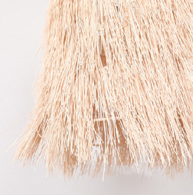 Tassel Pendant Lighting Asian Inspired Rattan 1 Bulb Dining Room Hanging Lamp in Beige