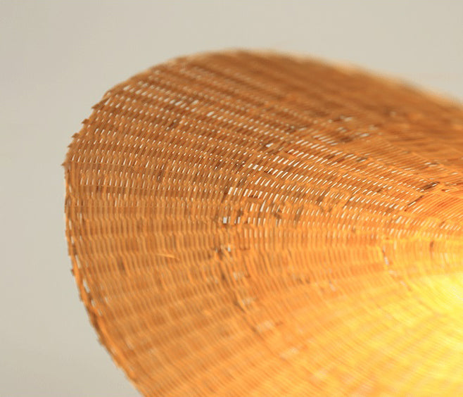 Japanese Style 1-Light Bamboo Hanging Light Fisherman's Hat Shaped Hand Weaving Pendant Lamp