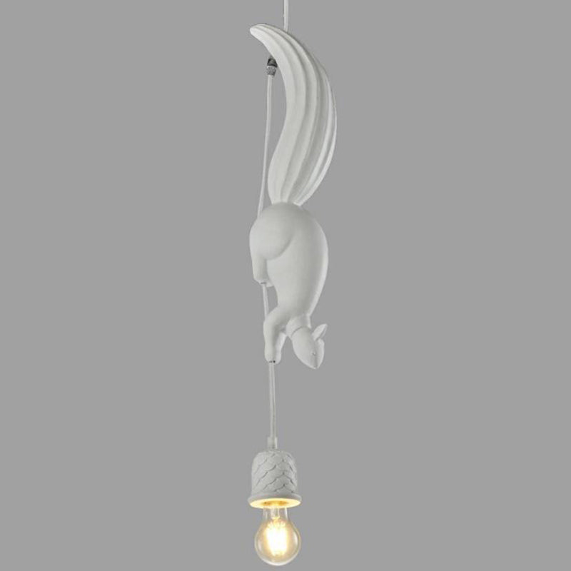 Resin Squirrel Modeling Single Bulb Hanging Light Modern Style Macaroon Pendant Lamp for Bedroom