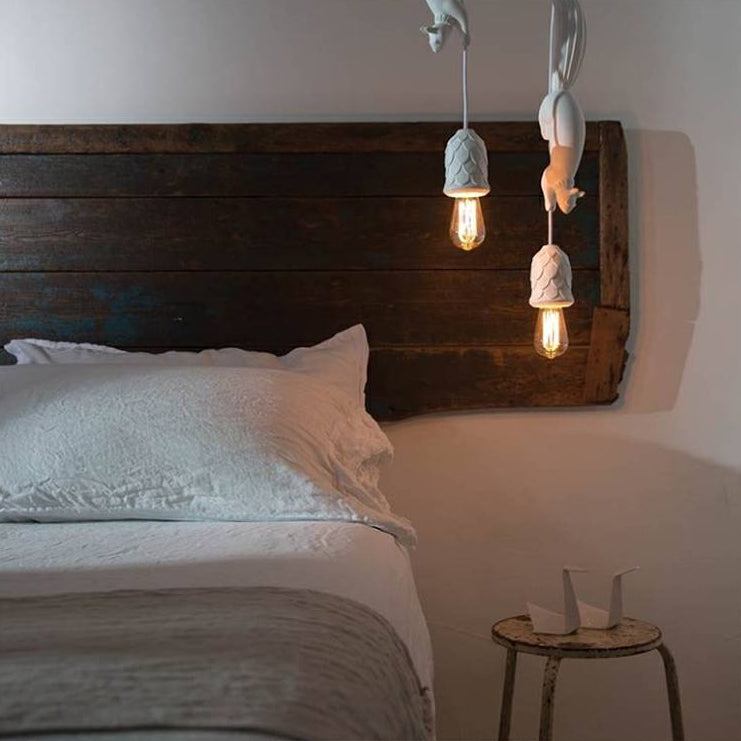 Modélisation d'écureuil en résine Single Bulbe suspension de la lumière macaron de style moderne pour chambre à coucher