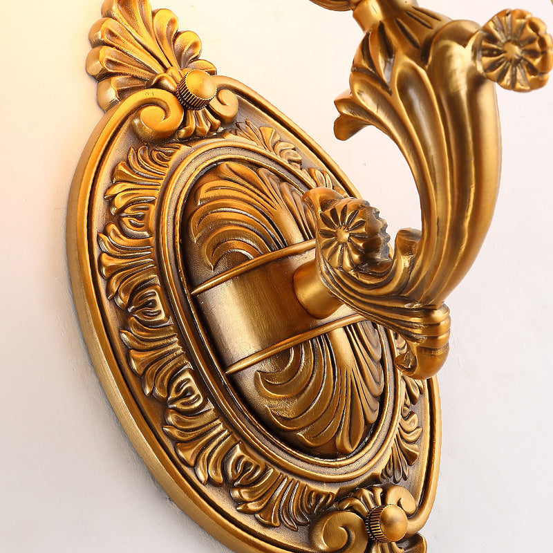 Petal Milk Glass Wall Light Sconce Traditional Stylish 1 Bulb Bedroom Wall Mount Light in Gold