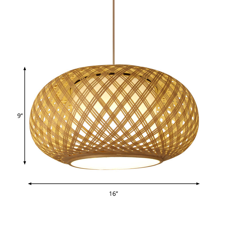 1 bulbo de techo de techo lámpara de madera asiática lámpara con sombra de bambú de linterna