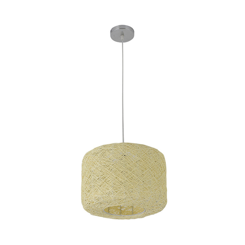 Trommelanhänger Beleuchtungstradition Rattan 1 Glühbirne 12 "/16"/18 "breit beige/blaue Decke hängende Licht