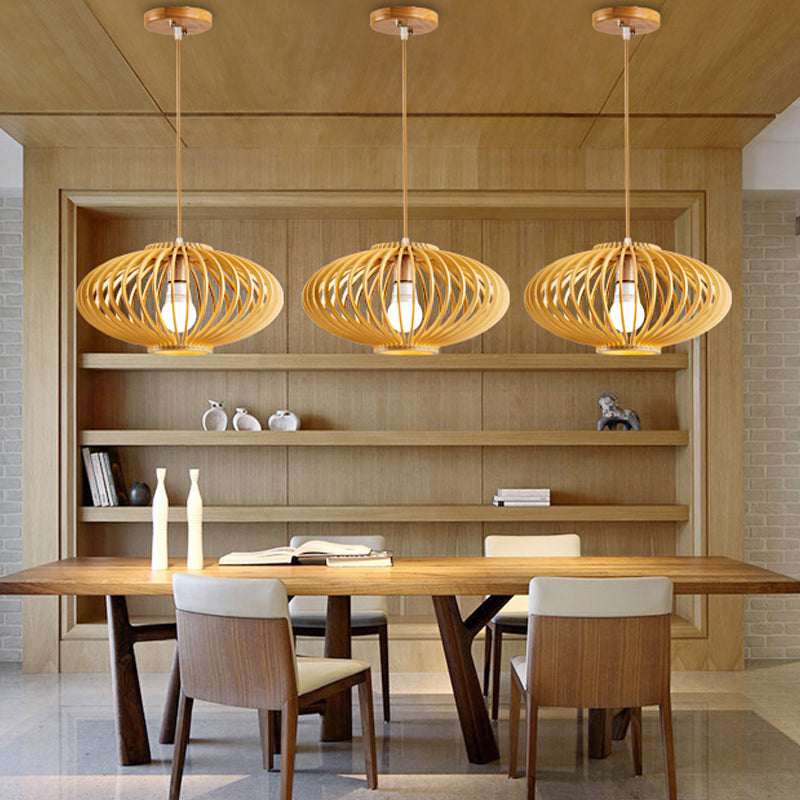 Lámpara colgante de láser negro/amarillo contemporáneo 1 cabezal de madera de techo de madera luz para restaurante