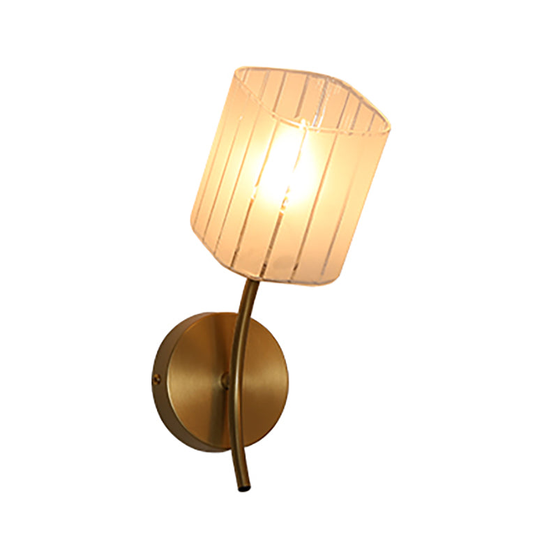 Moderne stilvolle rechteckige Wandlampe 1/2-Licht gefrostete Glaswandbeleuchtung in Gold für Schlafzimmer