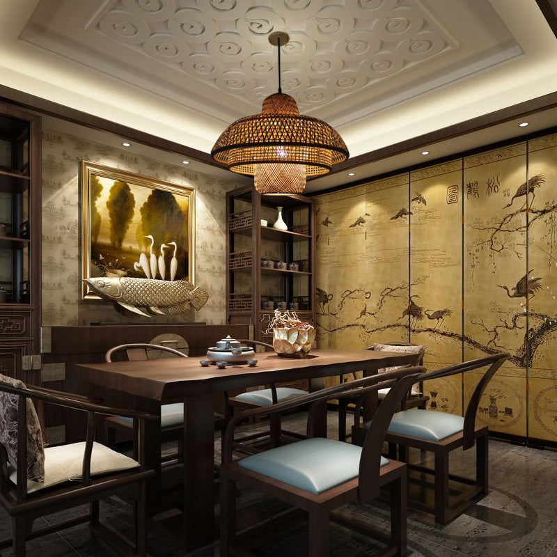 Lampada sospesa a 3 livelli in legno contemporaneo 1 testa a soffitto a sospensione per il ristorante