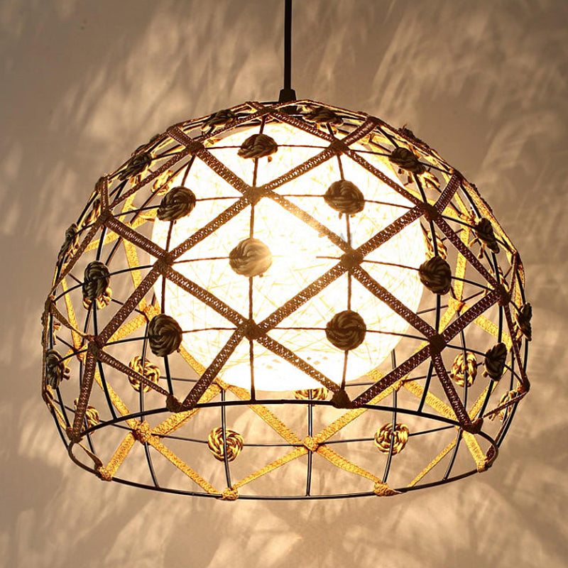 1 Bulb Tearoom Ceiling Light Asian Wood Pendant Light Fixture with Oval/Semicircle/House Bamboo Shade