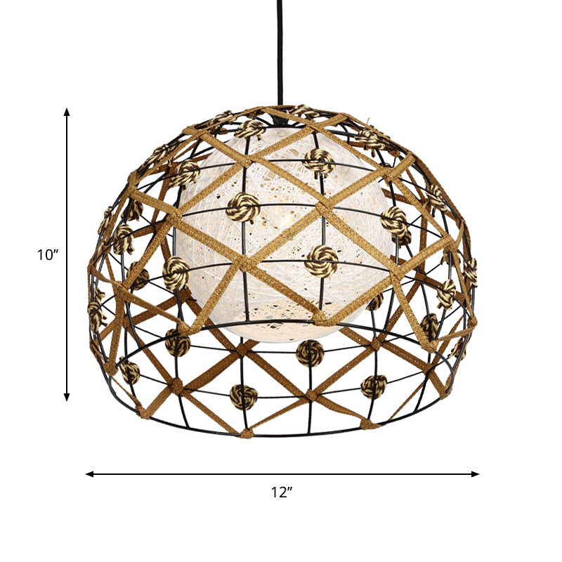 1 Bulb Tearoom Ceiling Light Asian Wood Pendant Light Fixture with Oval/Semicircle/House Bamboo Shade