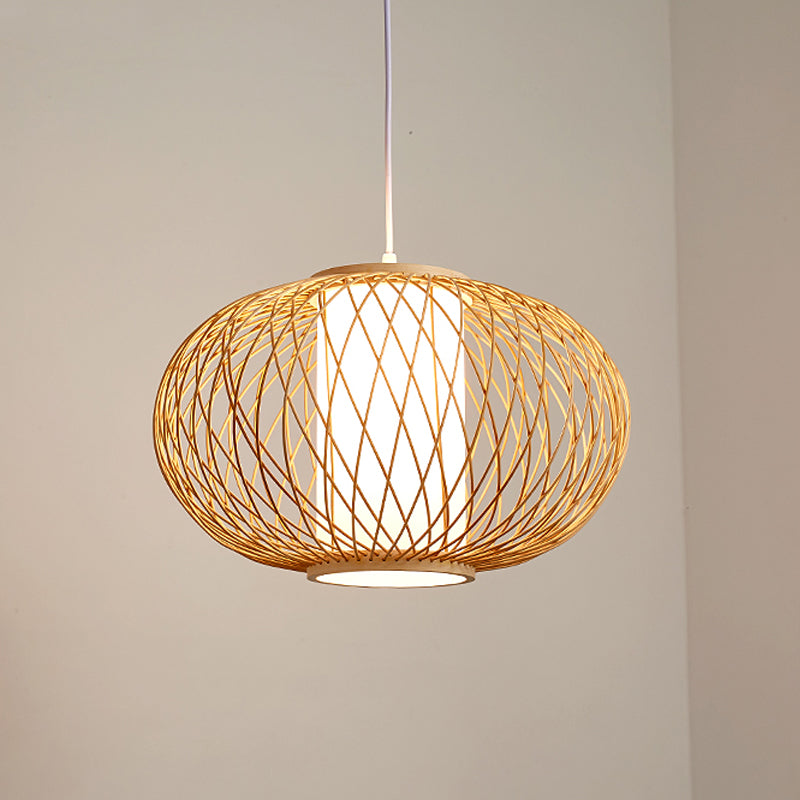 Lintería de iluminación colgante Tradición de bambú 1 bulbo 16 "/19.5" kit de lámpara colgante de madera de ancho