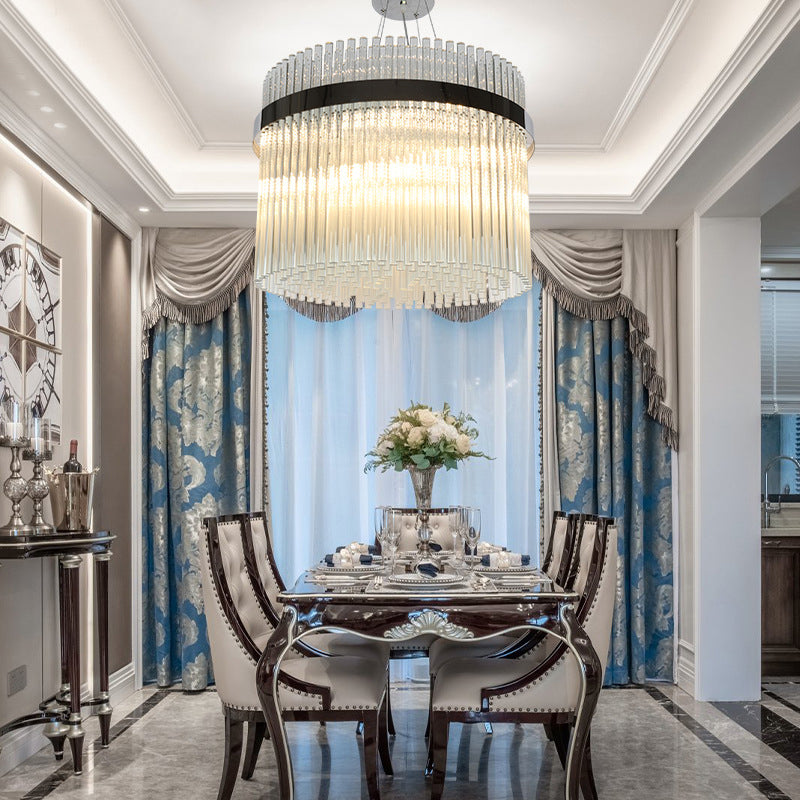 13 Köpfe Zylindrische Decke Kraut Kristallkristallanhänger Light Kit im Chrom für Wohnzimmer