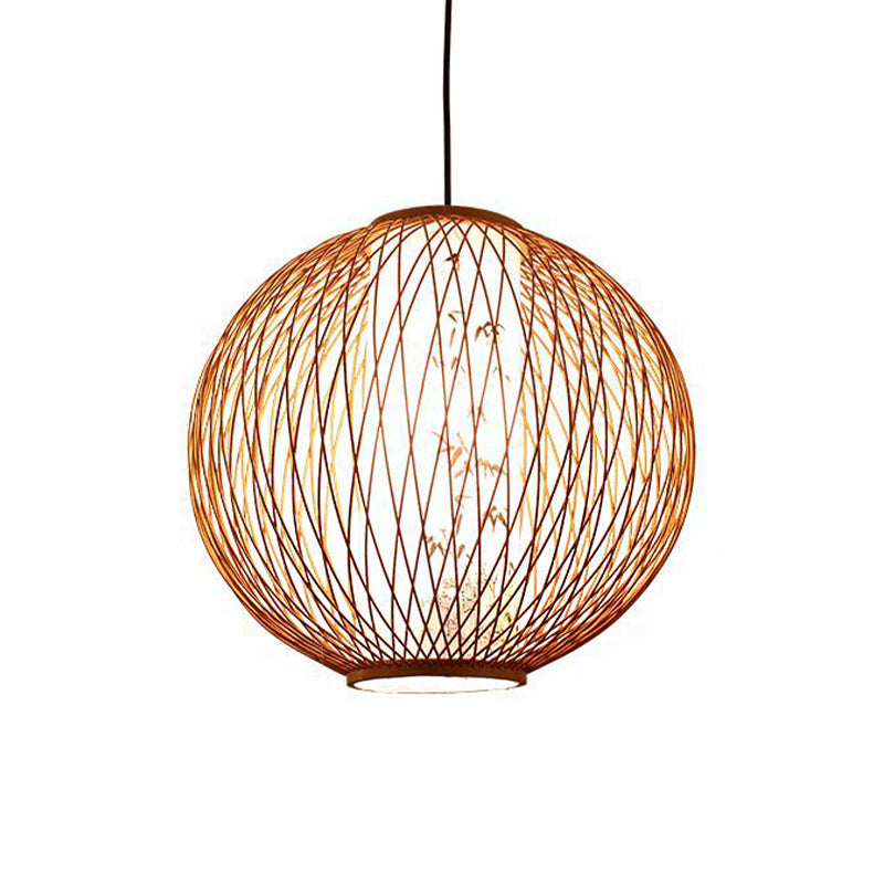 Tradición de iluminación de colgante de bola Bambú 1 bombilla 16 "/19.5" /23.5 "de ancho de madera de ancho Kit de madera colgante