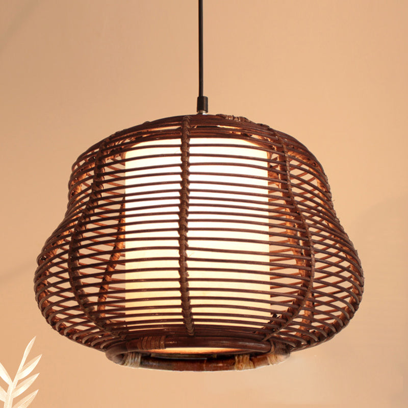 Colgante de suspensión global/pera de bambú contemporáneo 1 cabeza marrón marrón luz colgante de techo