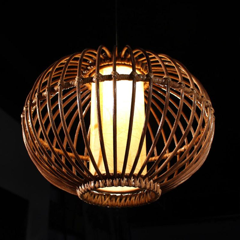 Colgante de suspensión global/pera de bambú contemporáneo 1 cabeza marrón marrón luz colgante de techo