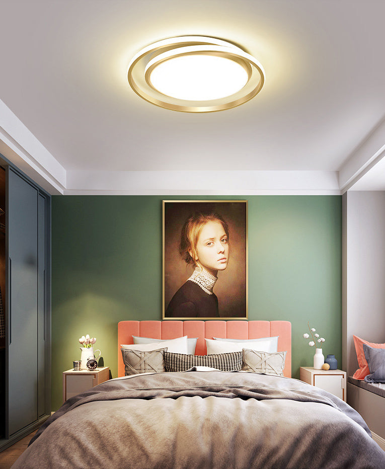 Concentric Circle Minimalism Acrylic LED Ceiling Light Nordic Style Aluminum Alloy Flushmount Lighting Fixture for Dining Room