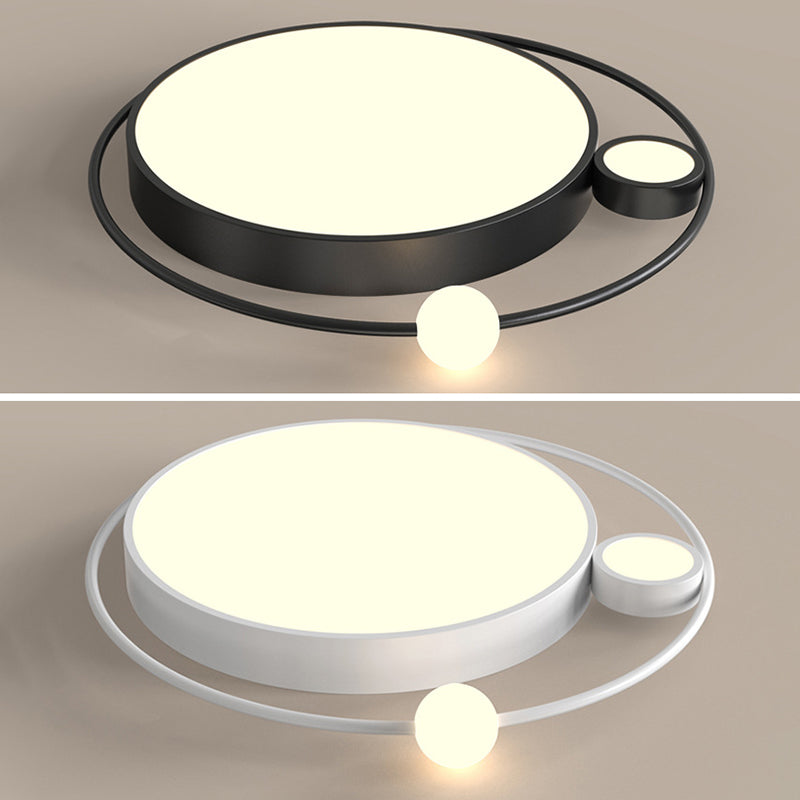 3-Lights Simplicity Acrylic Flushmount Light Metal Circular Line Design Modern Lighting Fixture