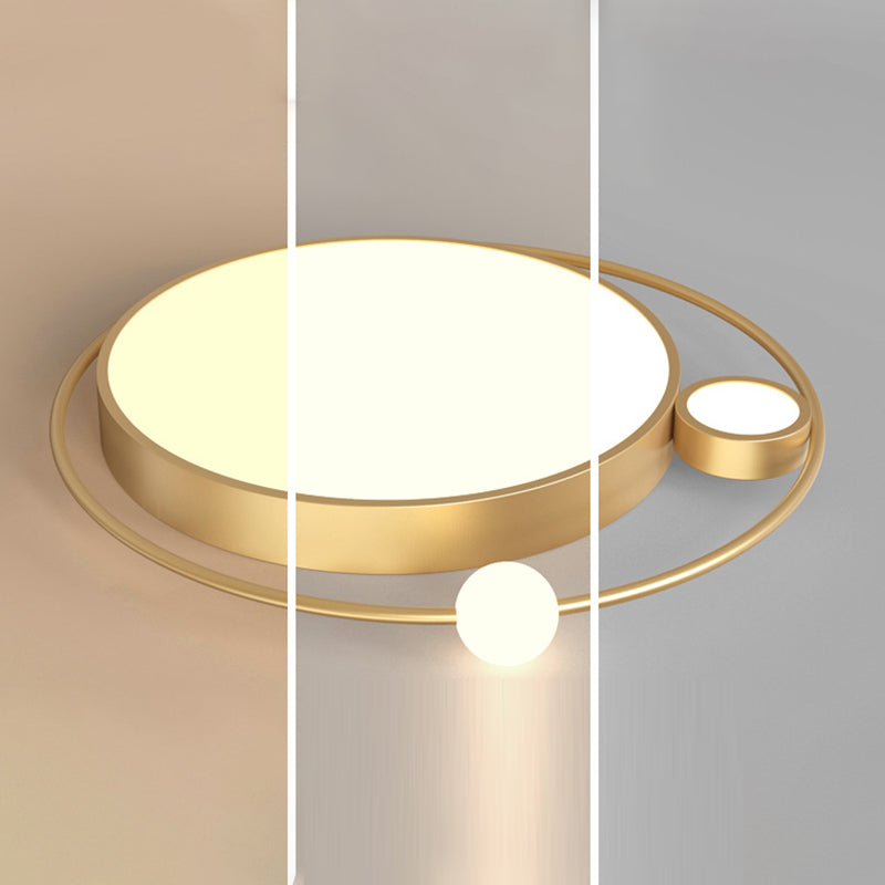 3-Lights Simplicity Acrylic Flushmount Light Metal Circular Line Design Modern Lighting Fixture