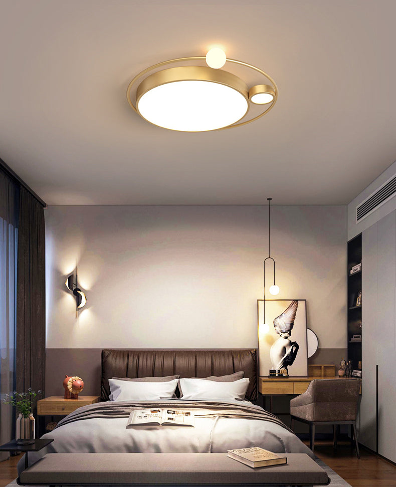 3-Lights Simplicity Acrylic Flushmount Light Metal Circular Line Design Modern Lighting Fixture