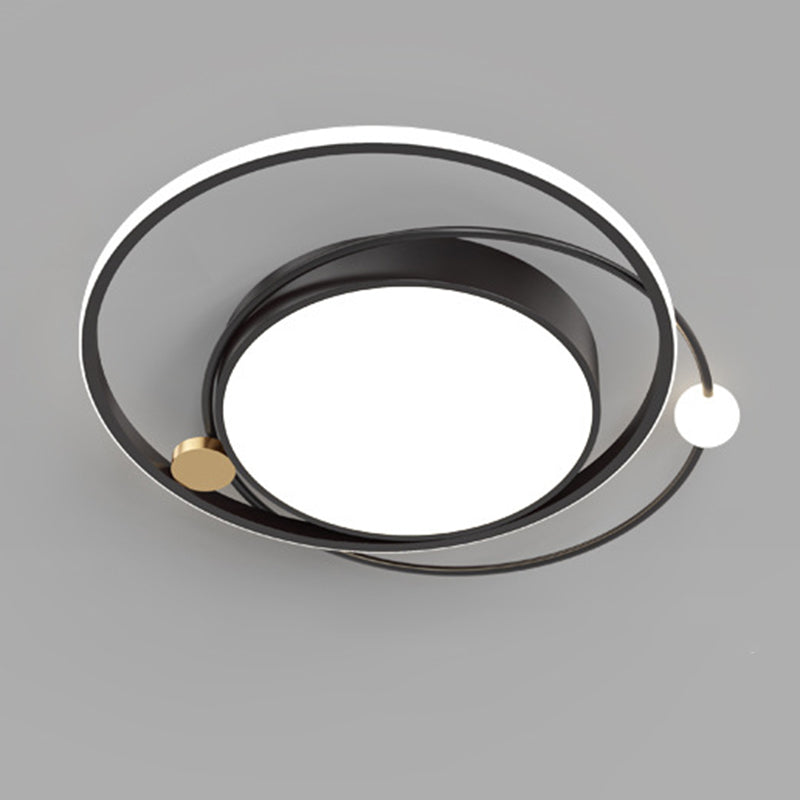 Metal Circular Line Design 3-Lights Flushmount Lamp Modern Simplicity Acrylic LED Ceiling Light for Study Room