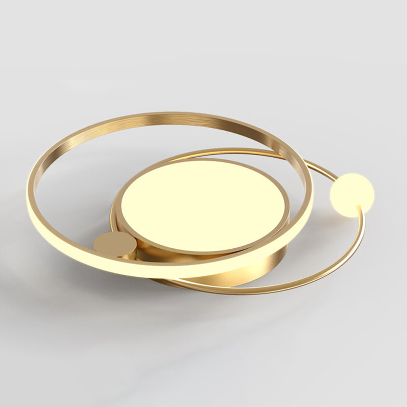 Metal Circular Line Design 3-Lights Flushmount Lamp Modern Simplicity Acrylic LED Ceiling Light for Study Room