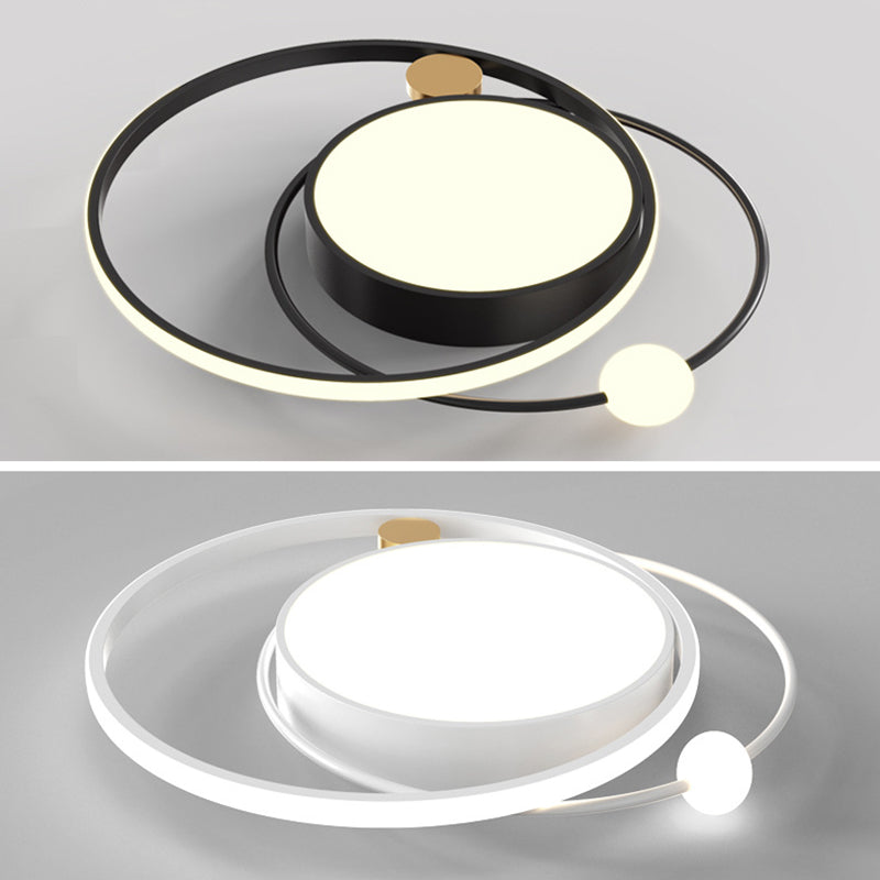 Metal Circular Line Design 3-Lights Flushmount Lamp Modern Simplicity Acrylic LED Ceiling Light for Study Room