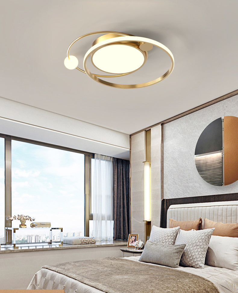 Metal Circular Line Design 3-Lights Flushmount Lamp Modern Simplicity Acrylic LED Ceiling Light for Study Room