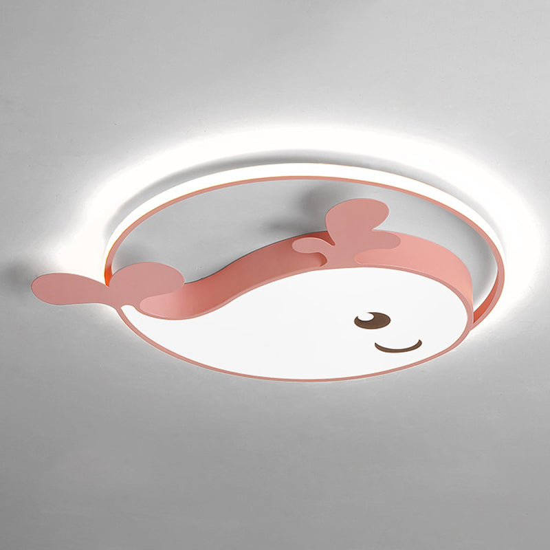 Cute Cartoon Whale Acrylic LED Ceiling Light Eye Protection Kindergarten Lighting Fixture for Girls Boys Room