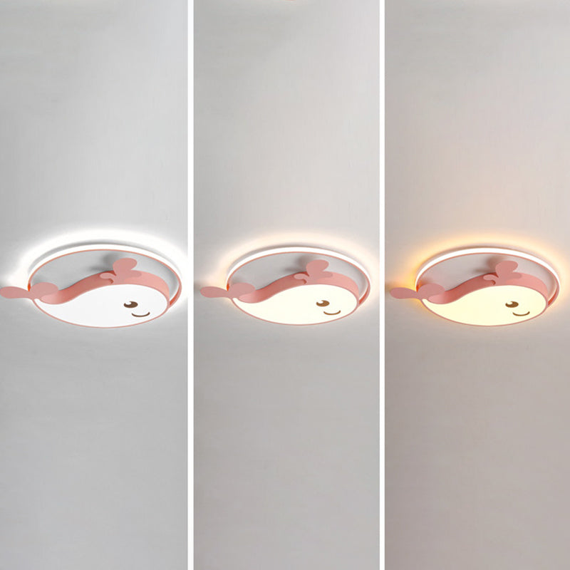 Cute Cartoon Whale Acrylic LED Ceiling Light Eye Protection Kindergarten Lighting Fixture for Girls Boys Room