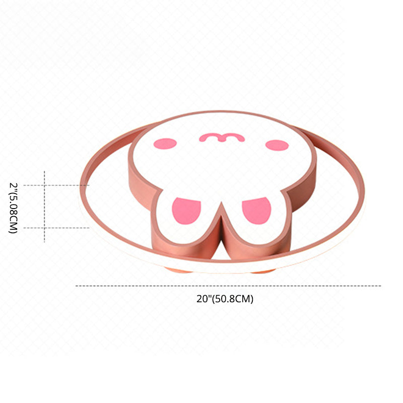 19.5" Brede Leuke Cartoon Konijn LED Plafond Licht Eye Protection Acryl Roze Verlichting Fixture voor Kleuterschool
