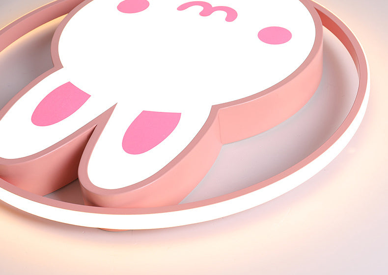 19.5" Brede Leuke Cartoon Konijn LED Plafond Licht Eye Protection Acryl Roze Verlichting Fixture voor Kleuterschool