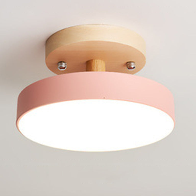Lámpara de techo semi empotrada nórdica LED de metal con montaje semi empotrado para pasillo circular