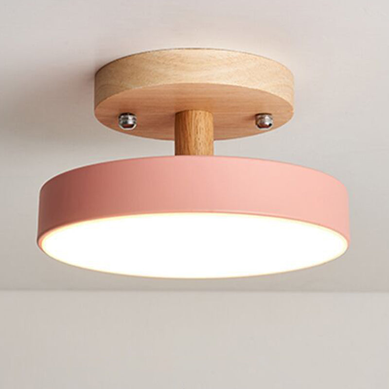 Lámpara de techo semi empotrada nórdica LED de metal con montaje semi empotrado para pasillo circular