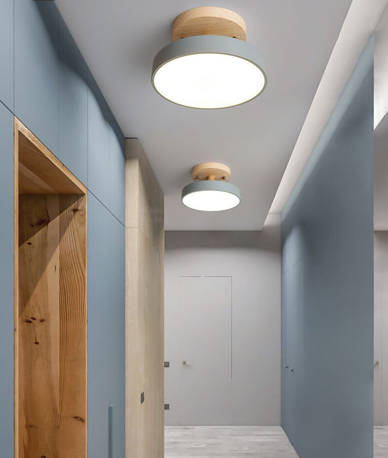 Lámpara de techo semi empotrada nórdica LED de metal con montaje semi empotrado para pasillo circular
