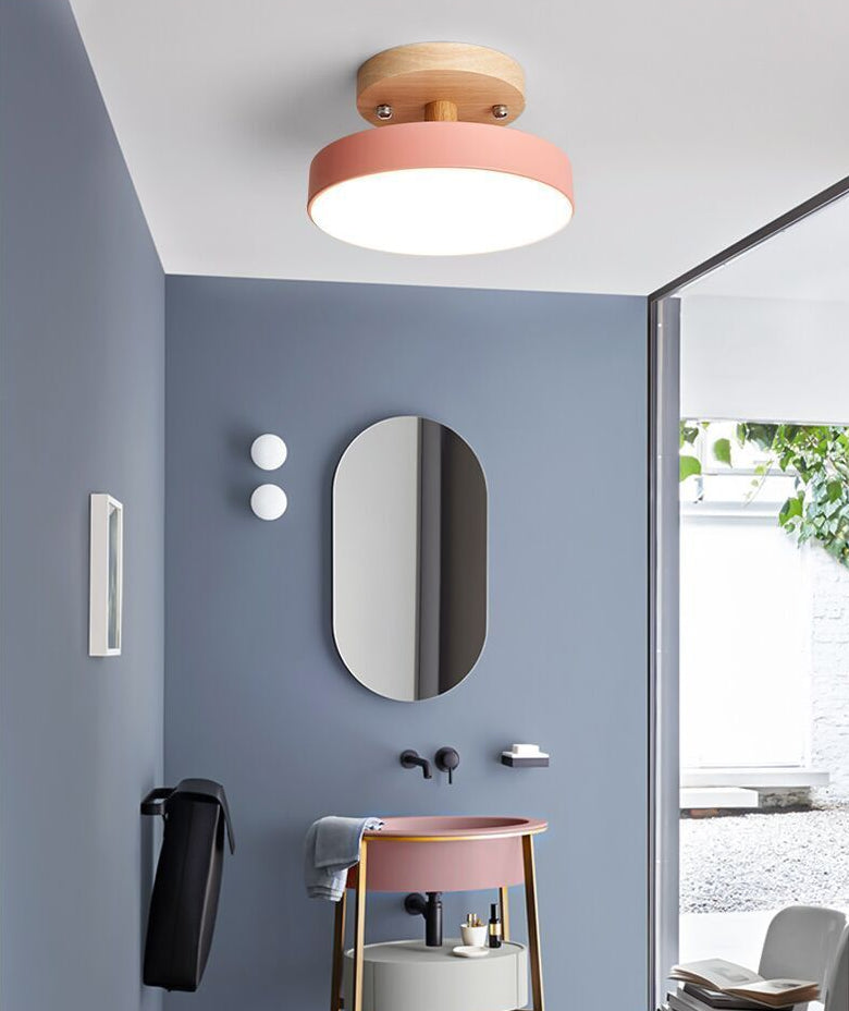 Lámpara de techo semi empotrada nórdica LED de metal con montaje semi empotrado para pasillo circular