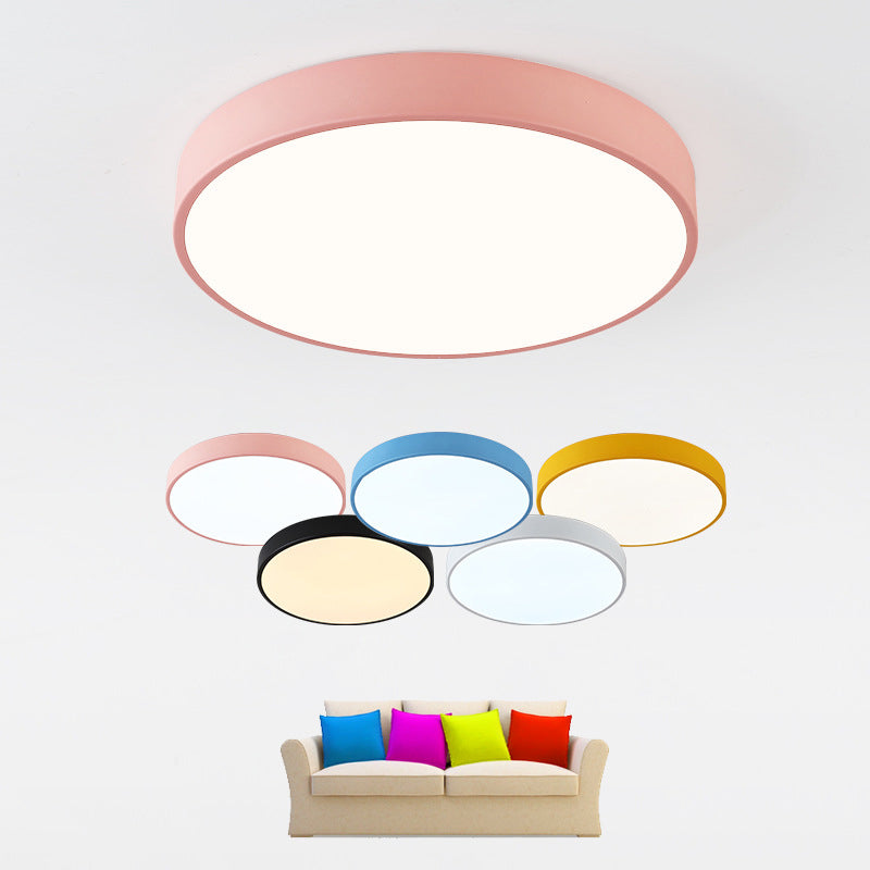 Circle Flush Mount Ceiling Lighting Fixture Nordic LED Metal Close to Ceiling Lighting