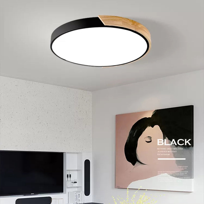 Metal Circular Flush Mount Light Fixture Macaron Style LED Flush Ceiling Light Fixture