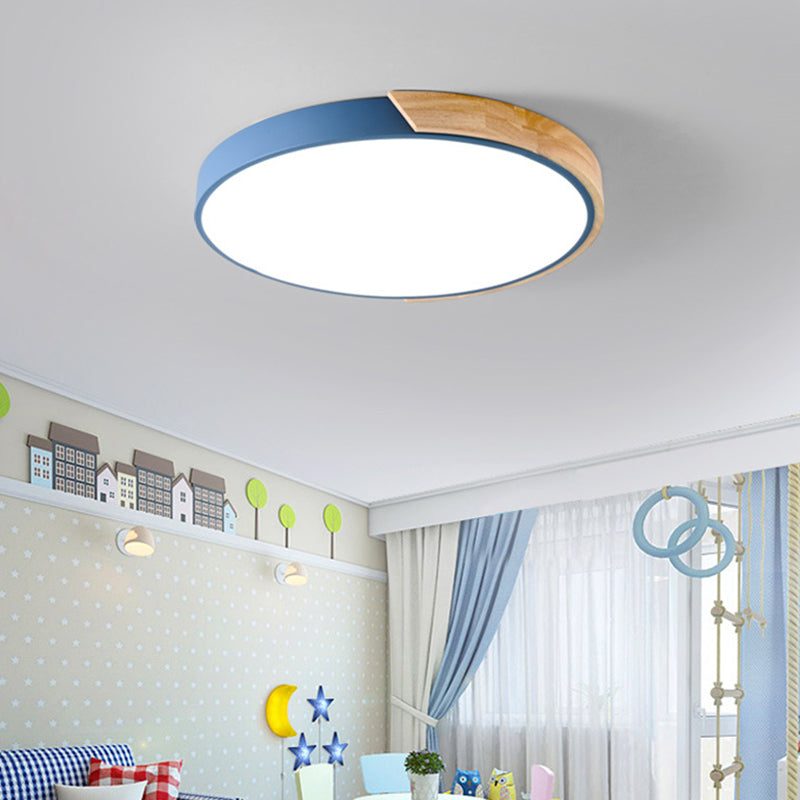 Metal Circular Flush Mount Light Fixture Macaron Style LED Flush Ceiling Light Fixture