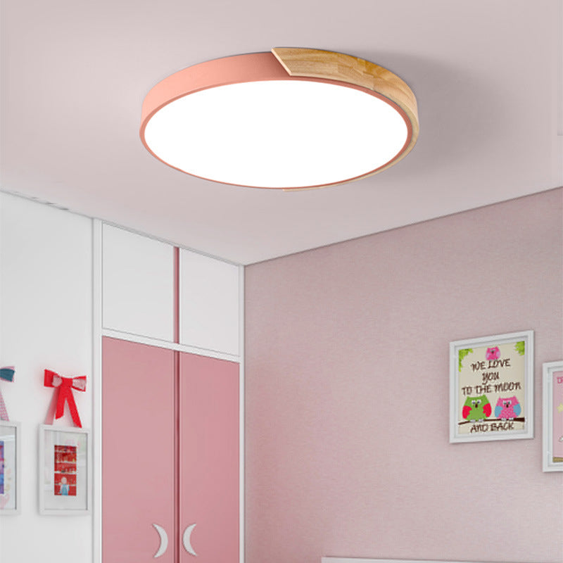 Metal Circular Flush Mount Light Fixture Macaron Style LED Flush Ceiling Light Fixture