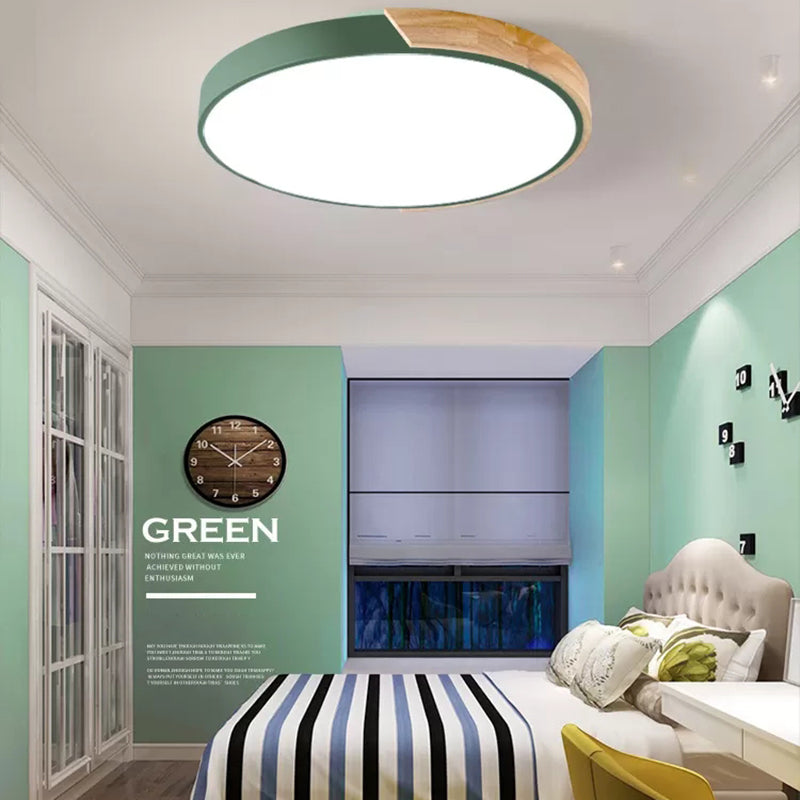 Metal Circular Flush Mount Light Fixture Macaron Style LED Flush Ceiling Light Fixture