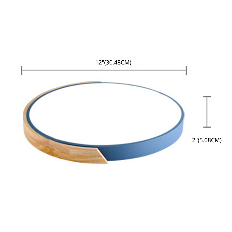 Metal Circular Flush Mount Light Fixture Macaron Style LED Flush Ceiling Light Fixture