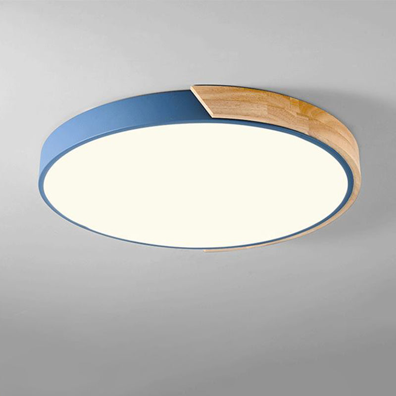 Metal Circular Flush Mount Light Fixture Macaron Style LED Flush Ceiling Light Fixture