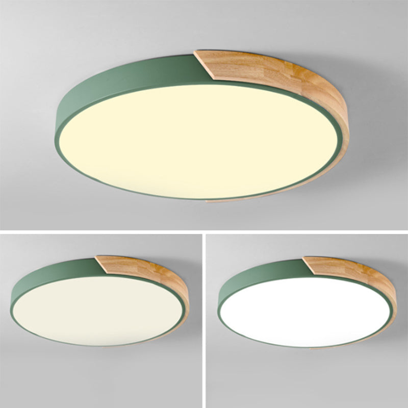 Metal Circular Flush Mount Light Fixture Macaron Style LED Flush Ceiling Light Fixture