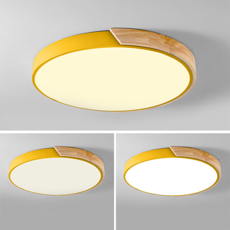 Metal Circular Flush Mount Light Fixture Macaron Style LED Flush Ceiling Light Fixture