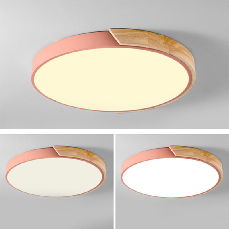 Metal Circular Flush Mount Light Fixture Macaron Style LED Flush Ceiling Light Fixture