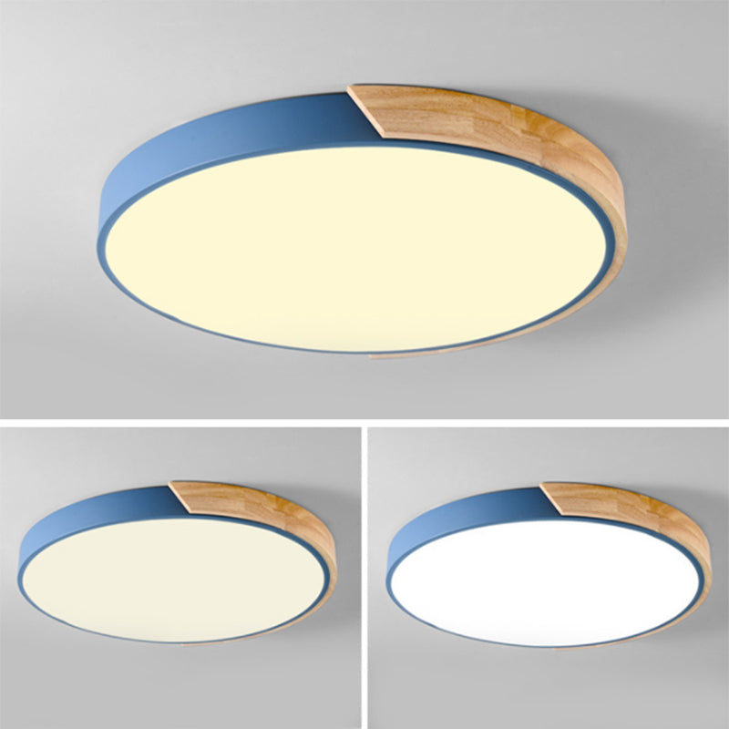 Metal Circular Flush Mount Light Fixture Macaron Style LED Flush Ceiling Light Fixture