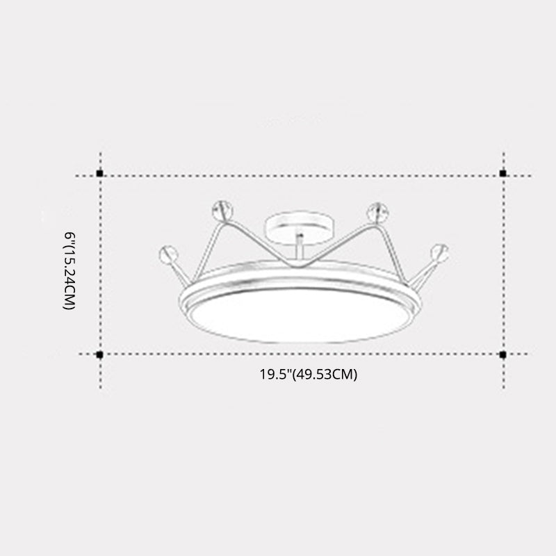 Metalen kroon dicht bij plafondlamp Moderne LED Semi Flush Mount Light Fixture voor kinderslaapkamer