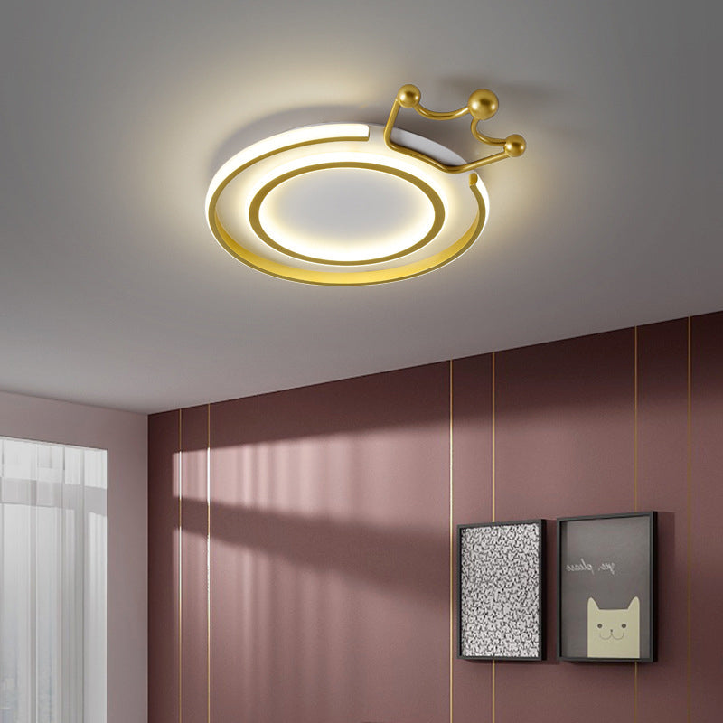 Crown Flush Mount Light 1 Light Aluminum Contemporary Flush Mount Spotlight for Children Bedroom