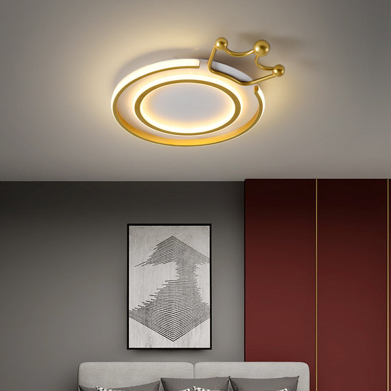 Crown Flush Mount Light 1 Light Aluminum Contemporary Flush Mount Spotlight for Children Bedroom