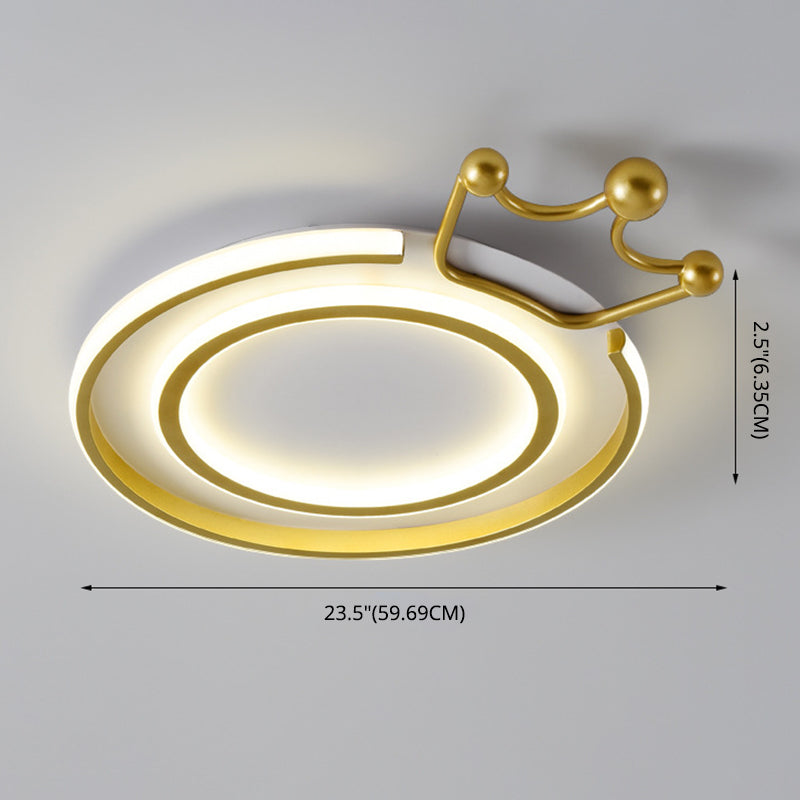 Crown Flush Mount Light 1 Light Aluminum Contemporary Flush Mount Spotlight for Children Bedroom